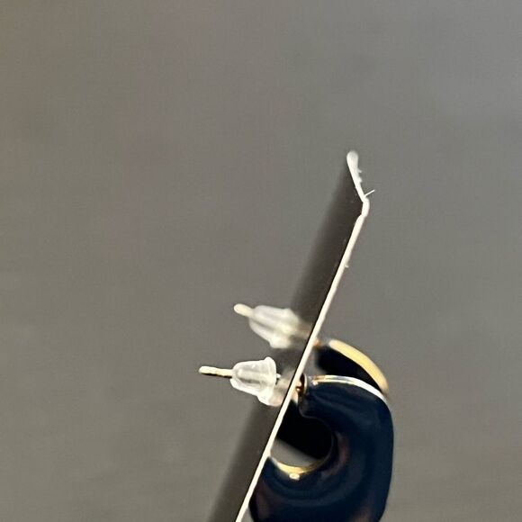 Fun Blue and Gold Tone Oblong Earrings - Picture 5 of 5